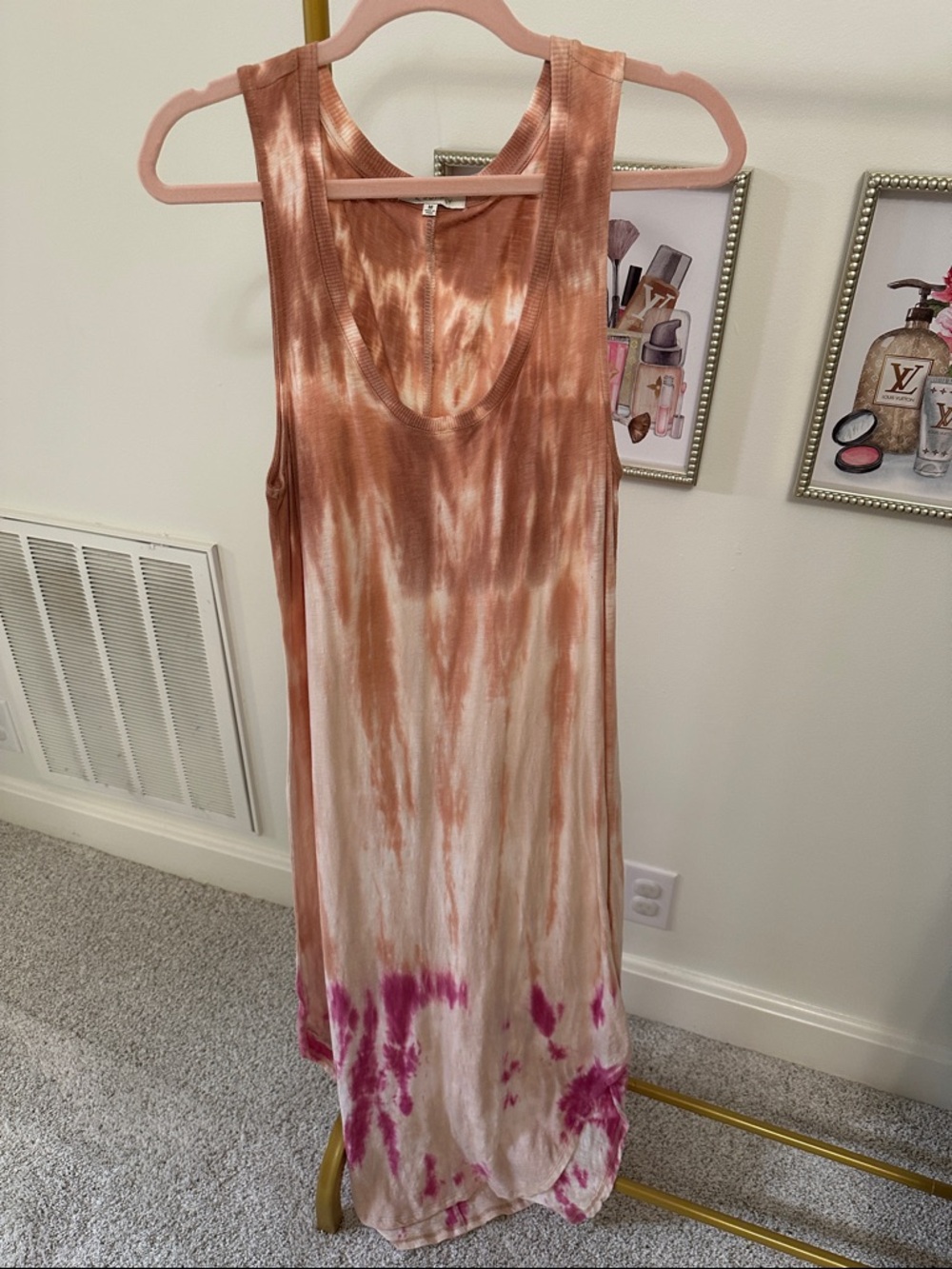 Z Supply Rust & Cream Tie-Dye Maxi Tank Dress